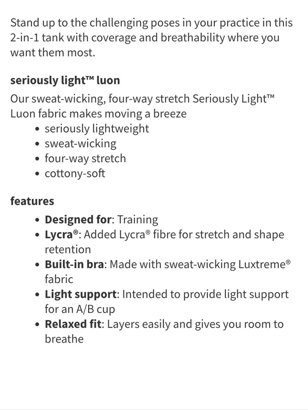 Lululemon Raise The Barre Tank